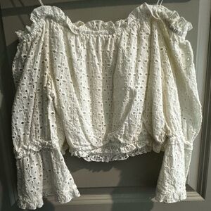 Strapless white cropped top